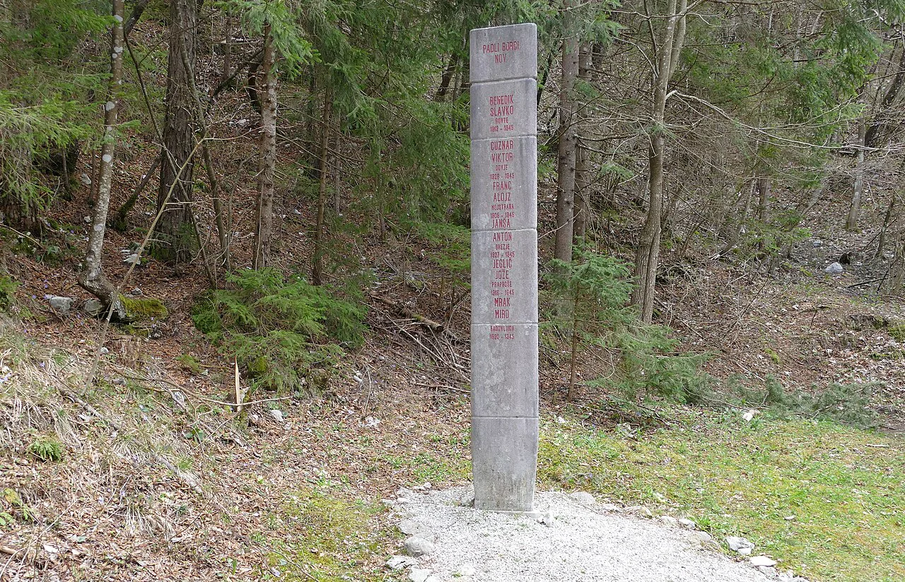 A partisan memorial near Kamen Castle at Begunje.