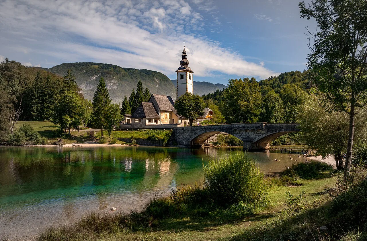 The church of St John the Baptist at Lake Bohinj.
