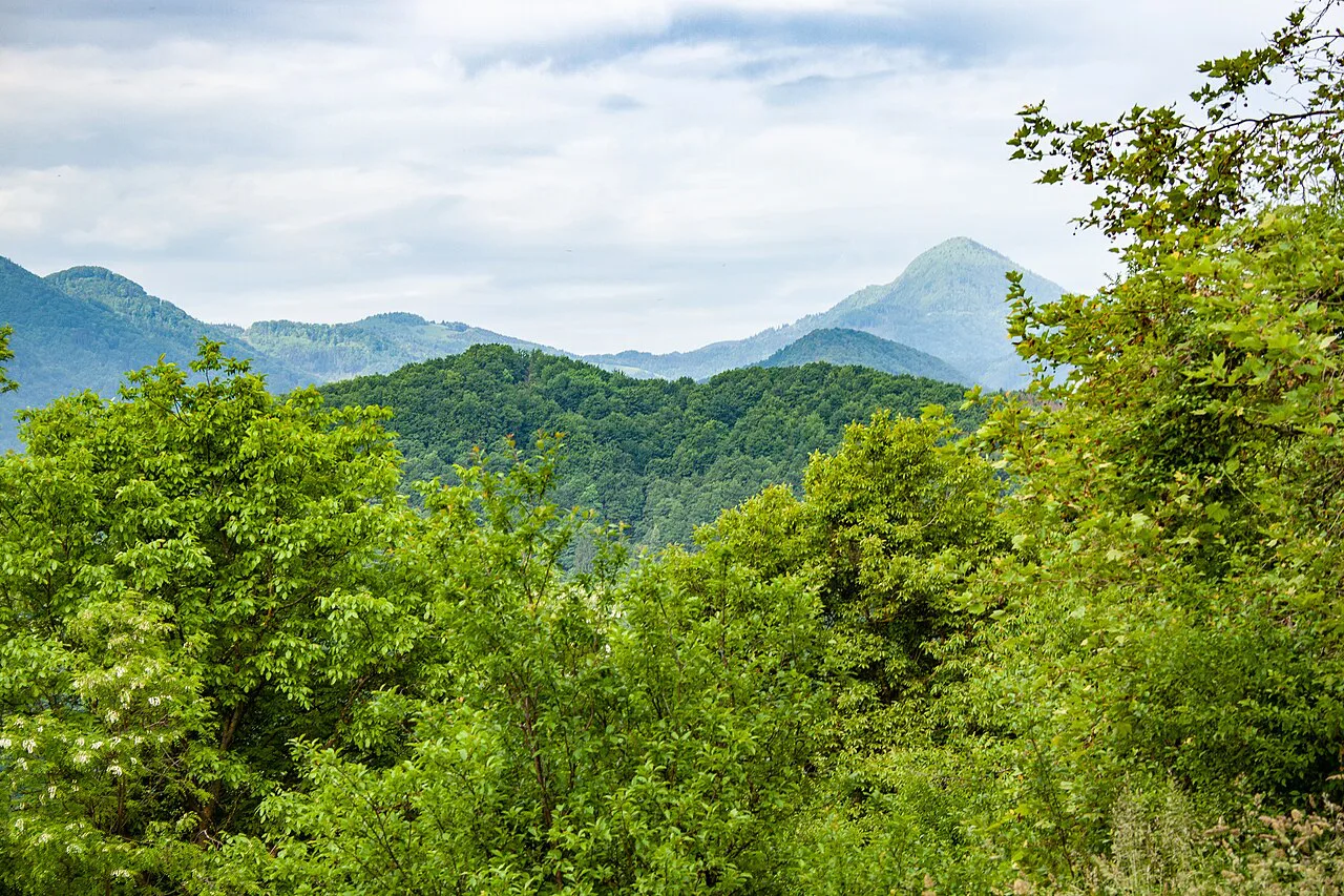 The view from Celje Castle over the hills.