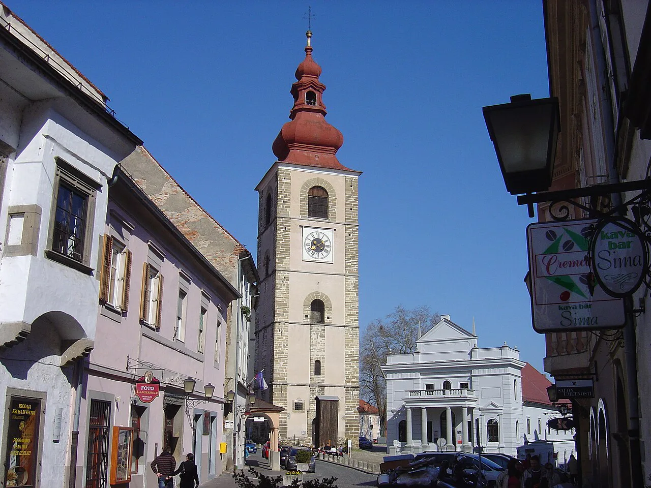 Ptuj's town tower on Slovenski trg.