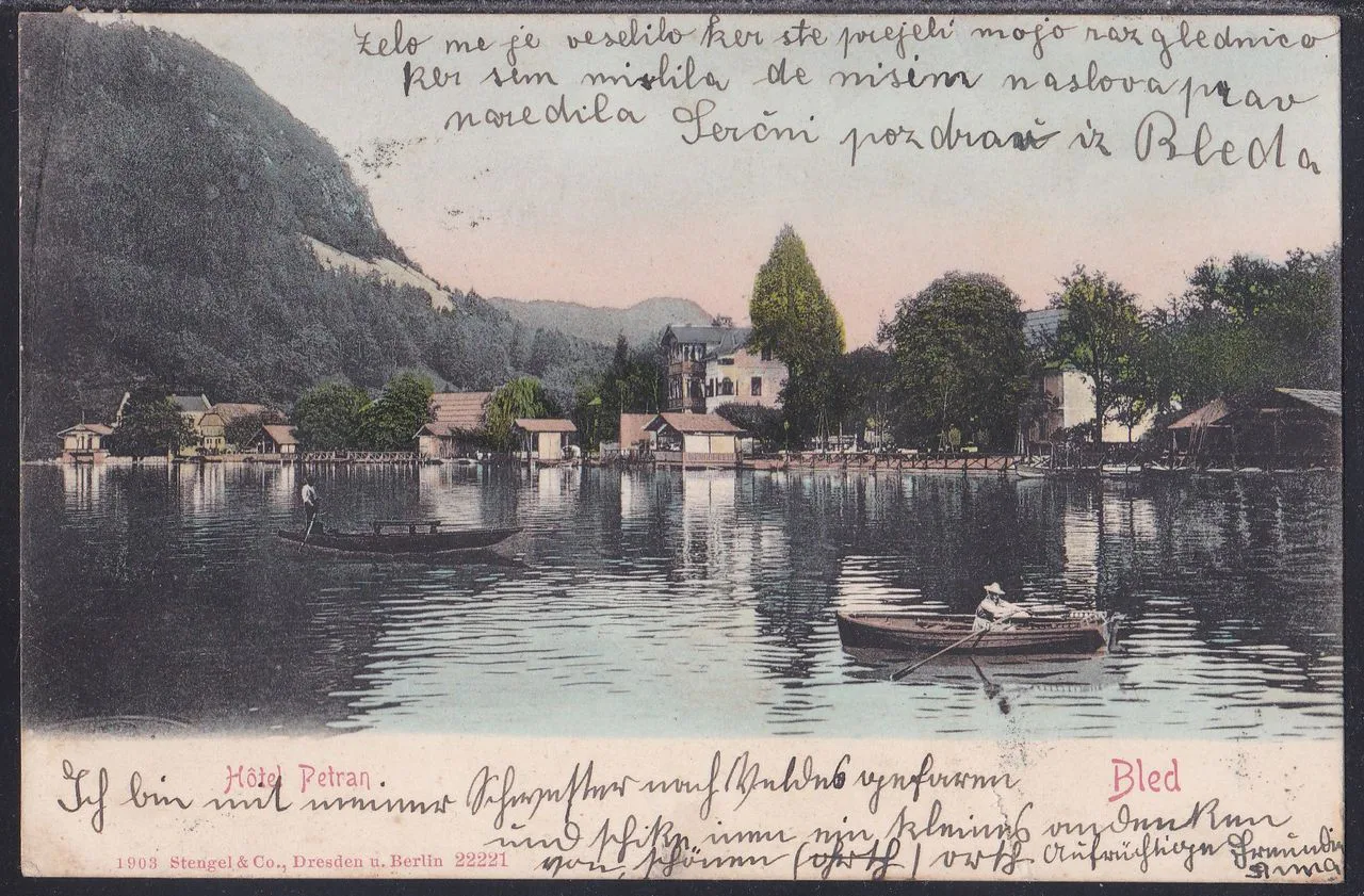 Lake Bled on a 1904 postcard.