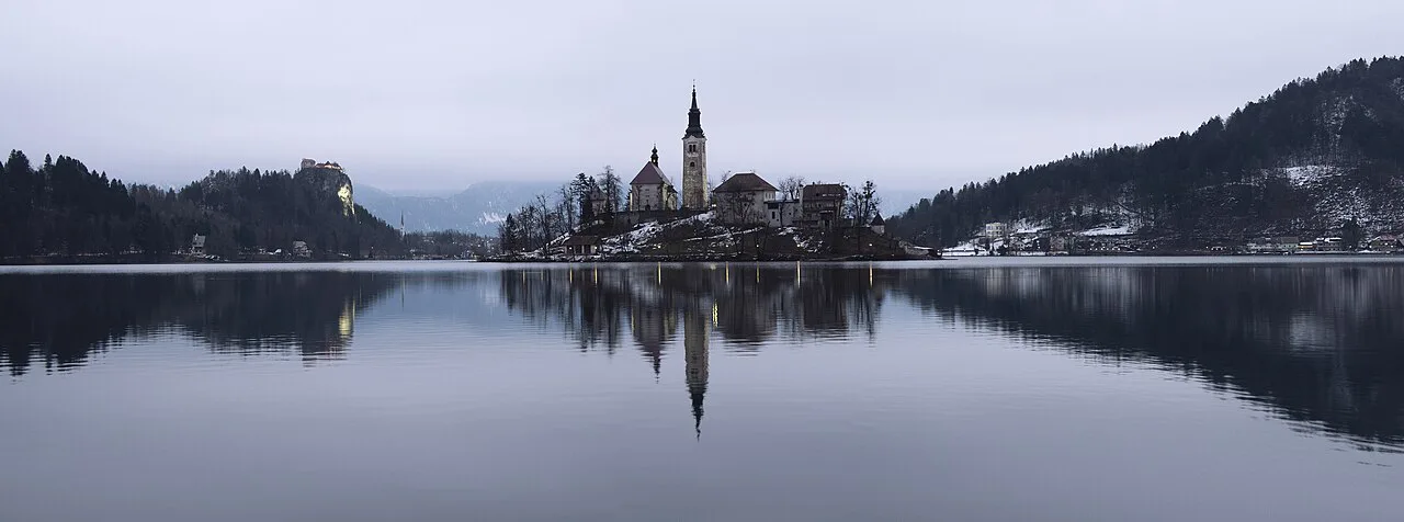 Bled Island on a calm morning.