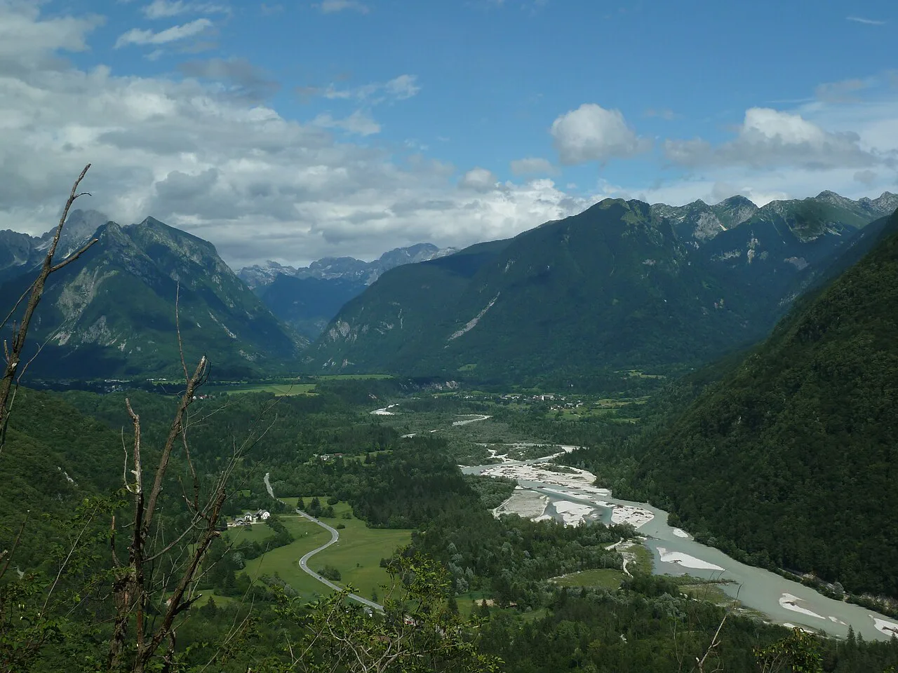 The Soča valley seen from near the Boka waterfall.