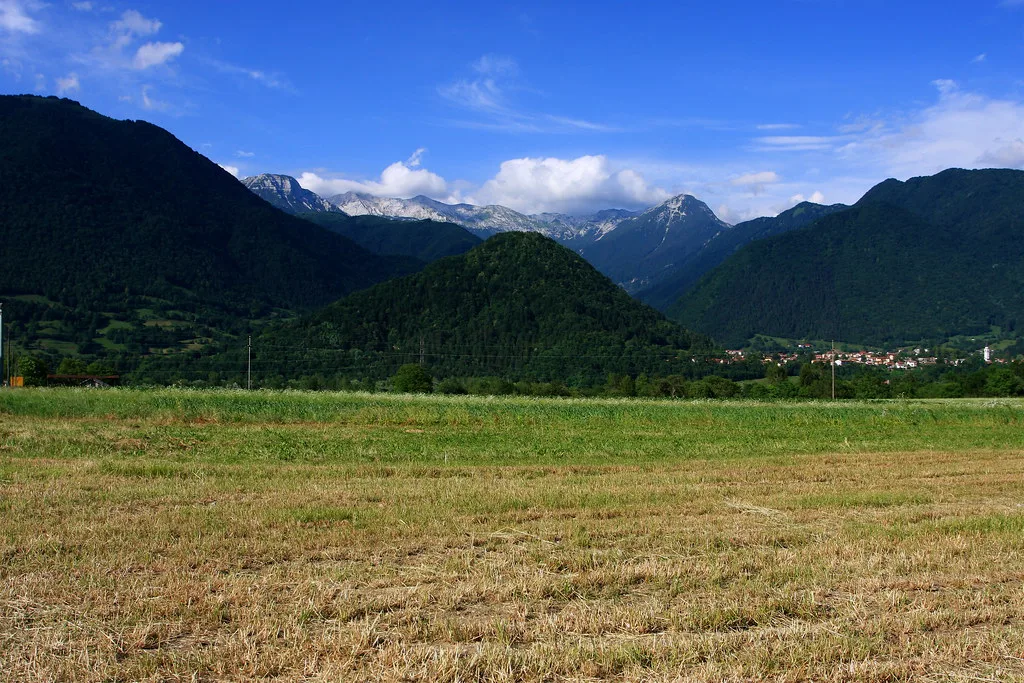 Fields near Bovec below the Julian Alps.