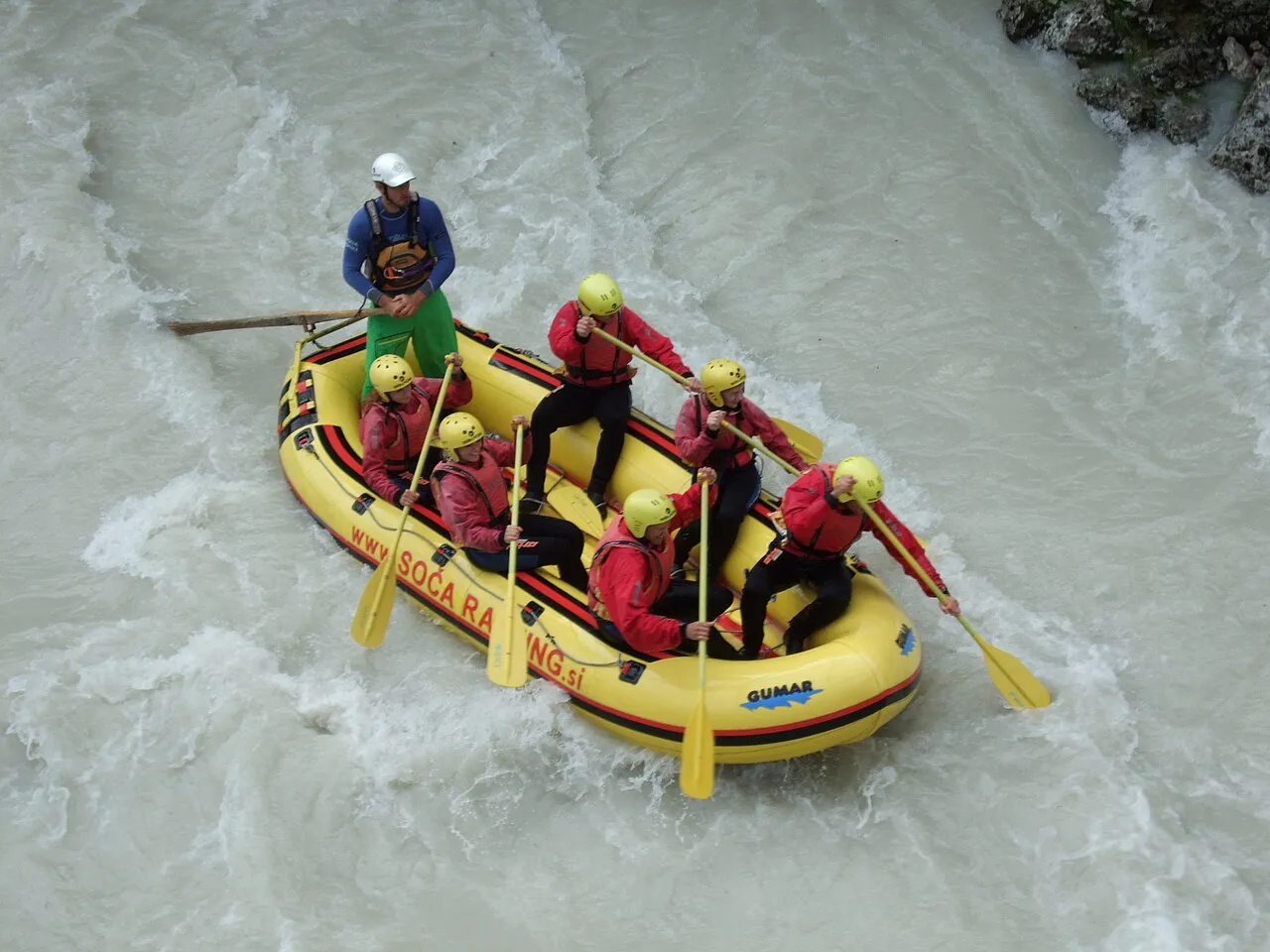 A raft crew on the Soča.