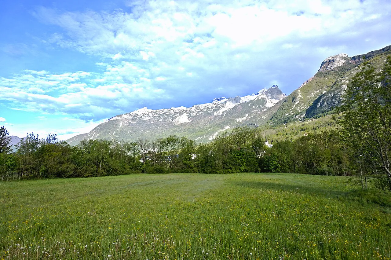 Meadows at Bovec with the Kanin range.
