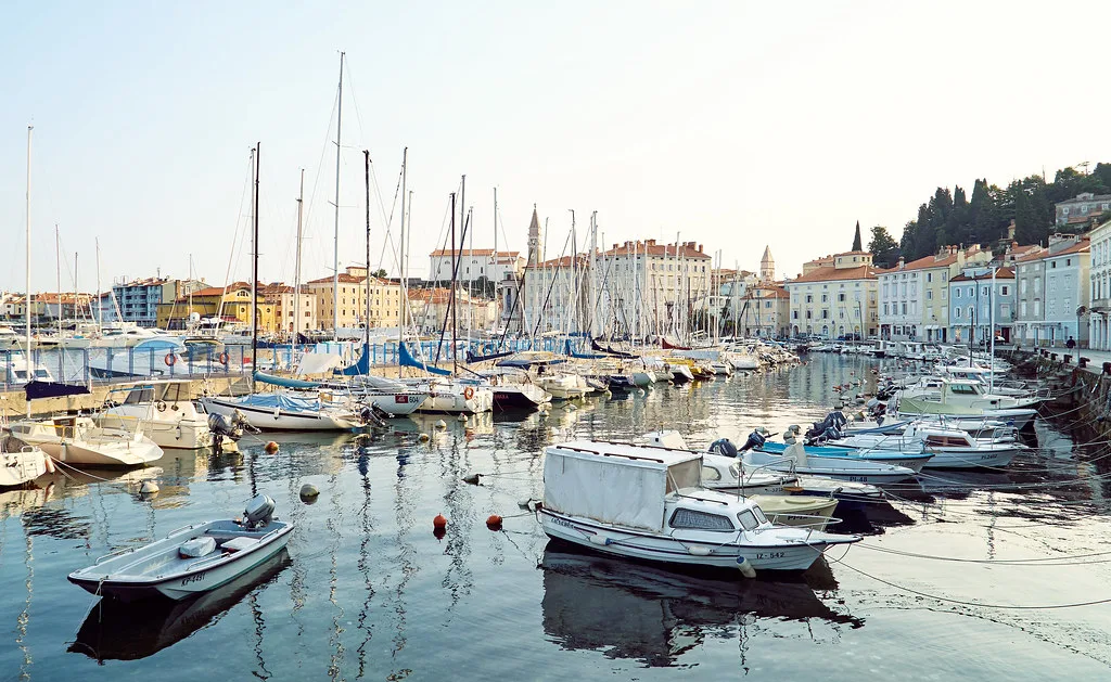 Boats in Piran harbor.