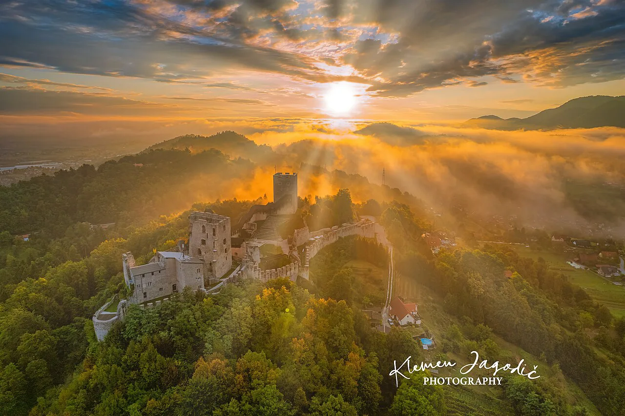 Celje Old Castle at sunset.
