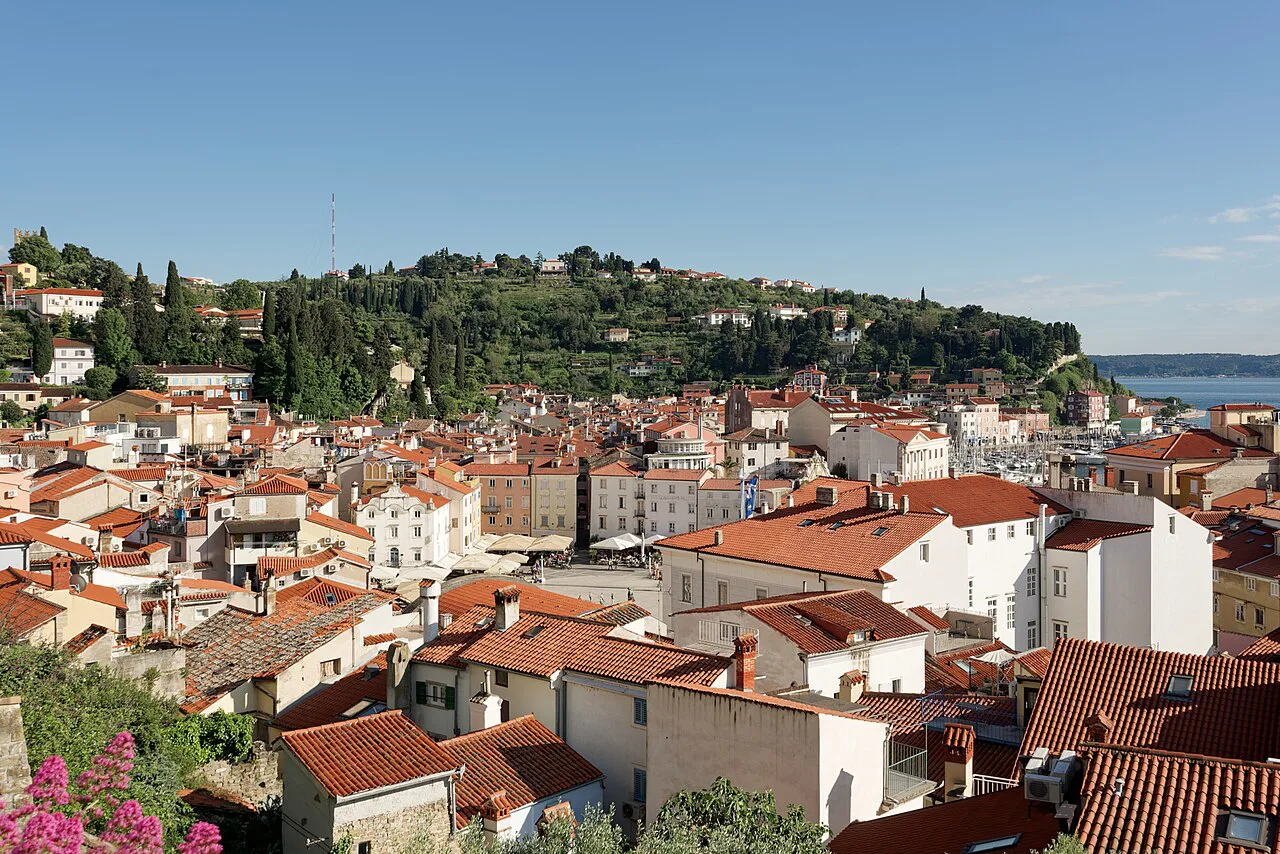 Piran's rooftops from St George's Parish Church.