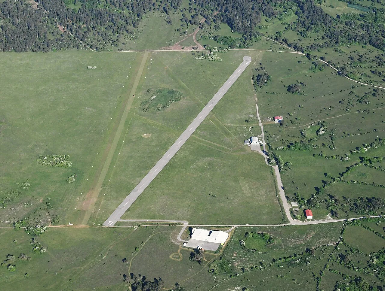 The airfield at Divača from the air.