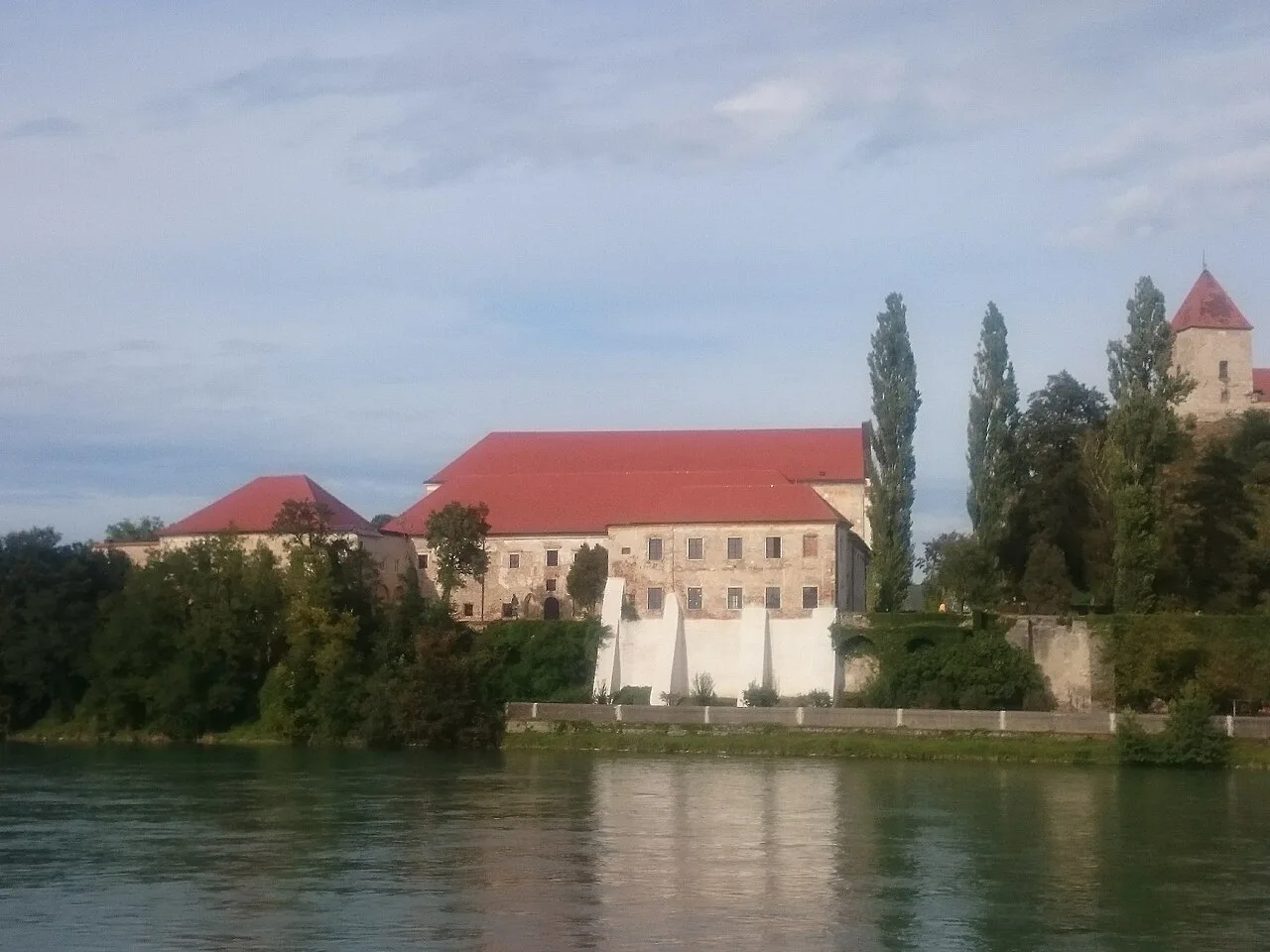 Ptuj's Dominican monastery seen across the Drava.