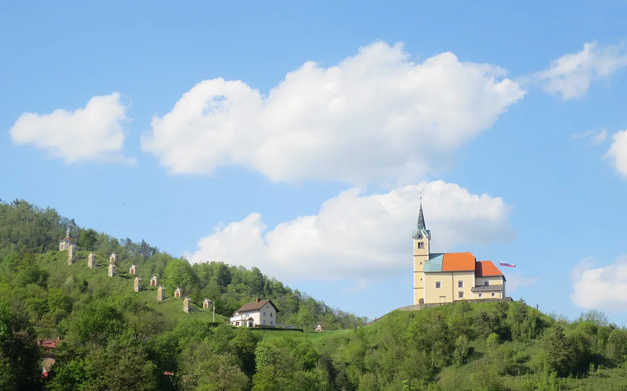 St Anthony of Padua church on the hill above Idrija.