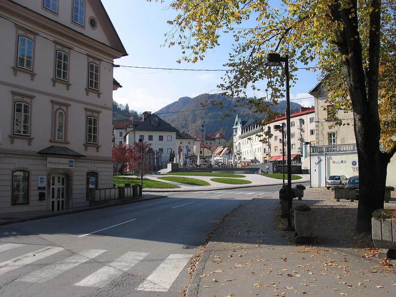 The town square in Idrija.