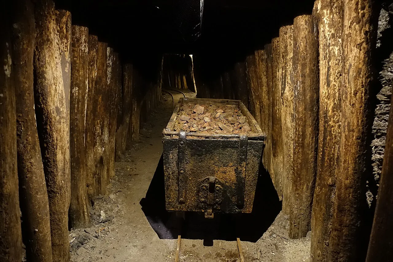 A mine car in the Idrija mine, the town that gave žlikrofi their name.