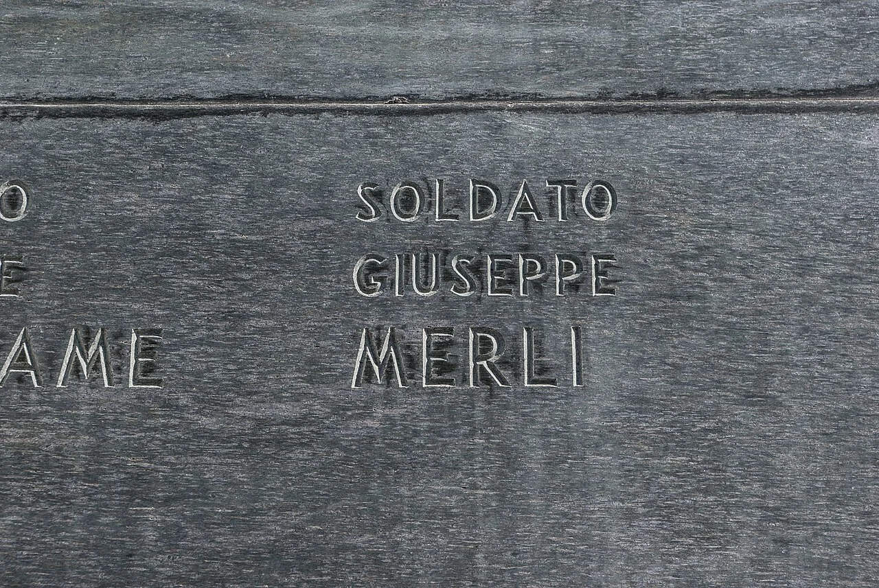 A soldier's name at the Italian Charnel House in Kobarid.
