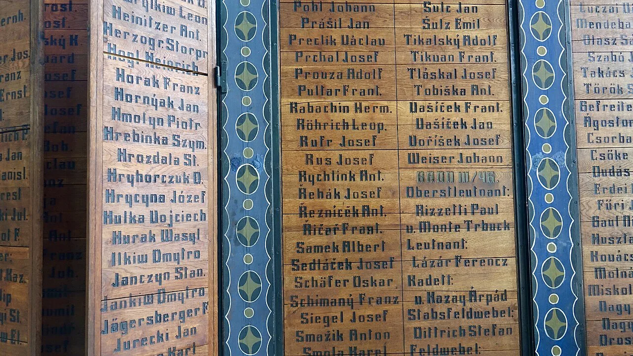 Soldiers' names painted inside the Javorca church.