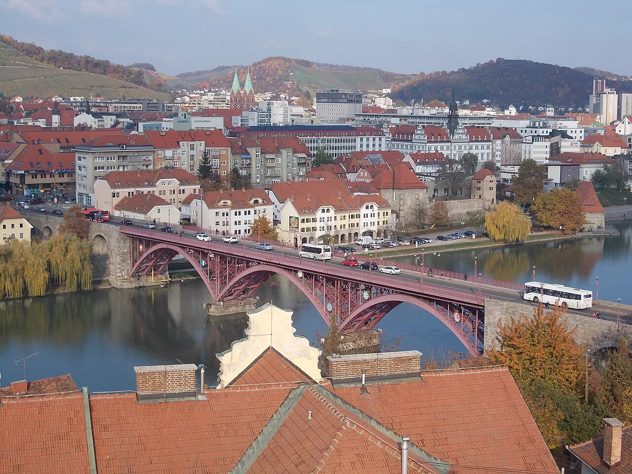 Maribor and the Old Bridge over the Drava.