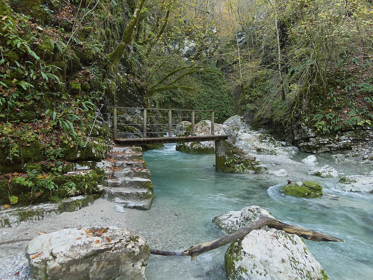A footbridge in the Kozjak gorge.