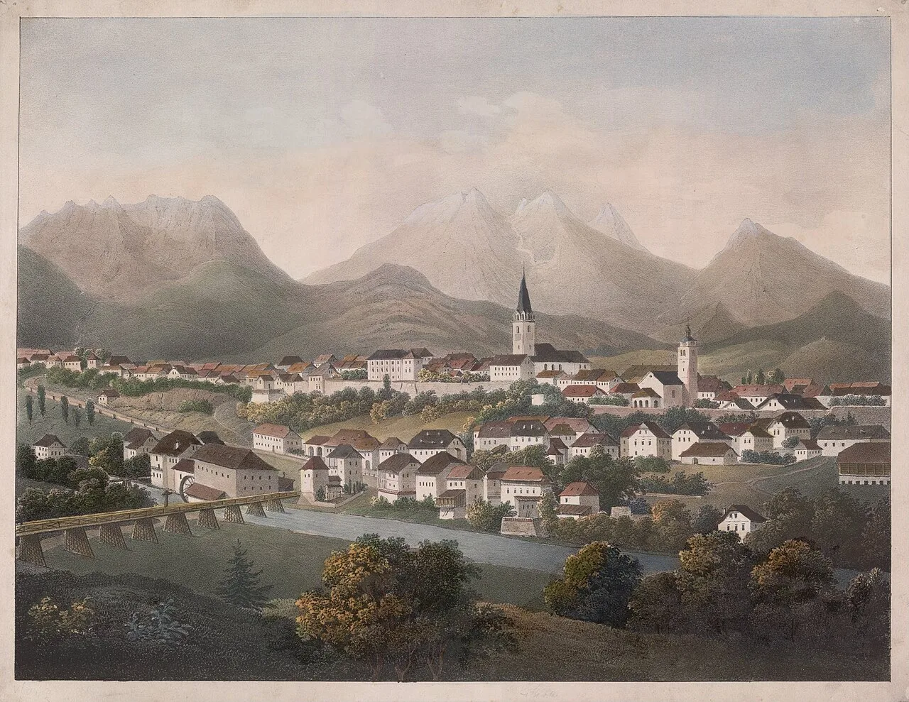 Kranj in an 1856 view.