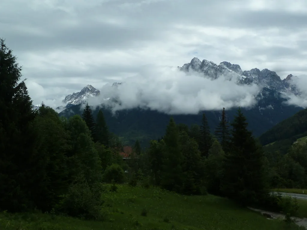Clouds on the mountains above Kranjska Gora.