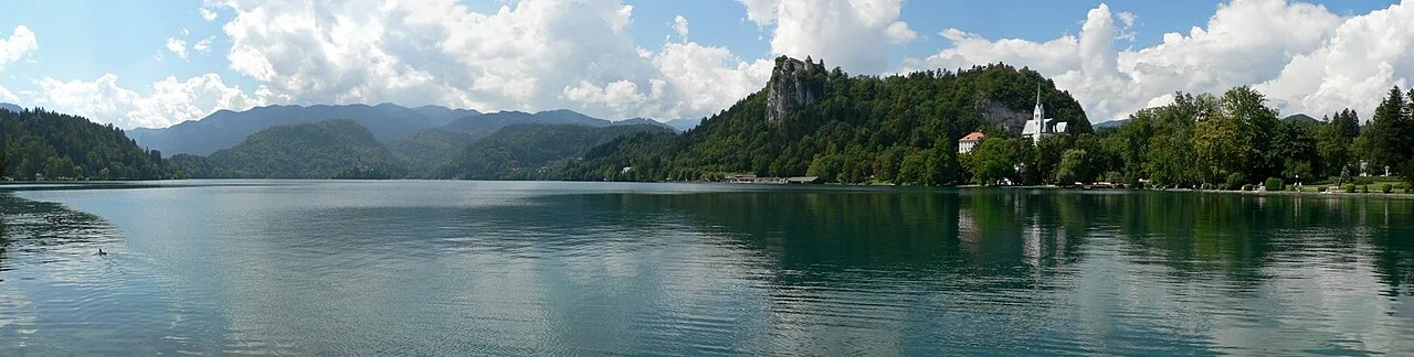 Lake Bled from the shore.