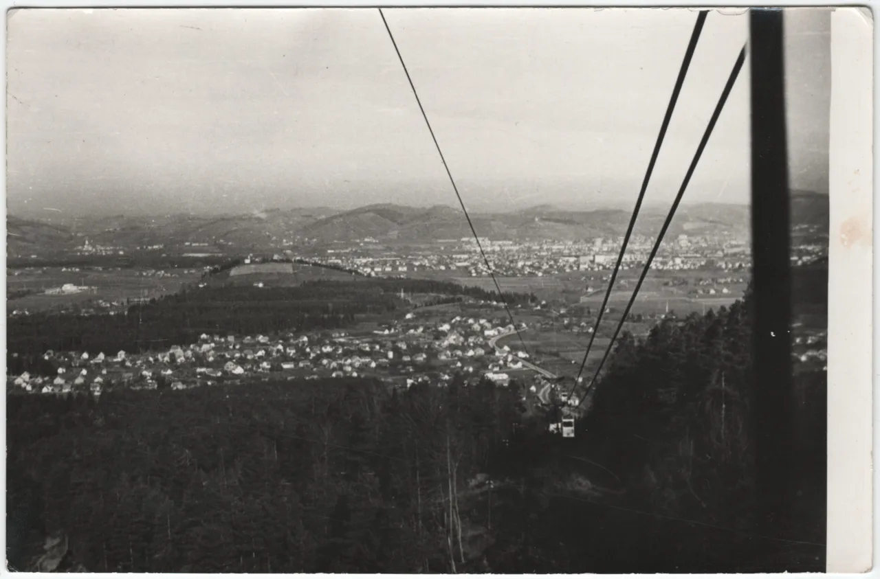 Maribor seen from the Pohorje cable car in 1963.