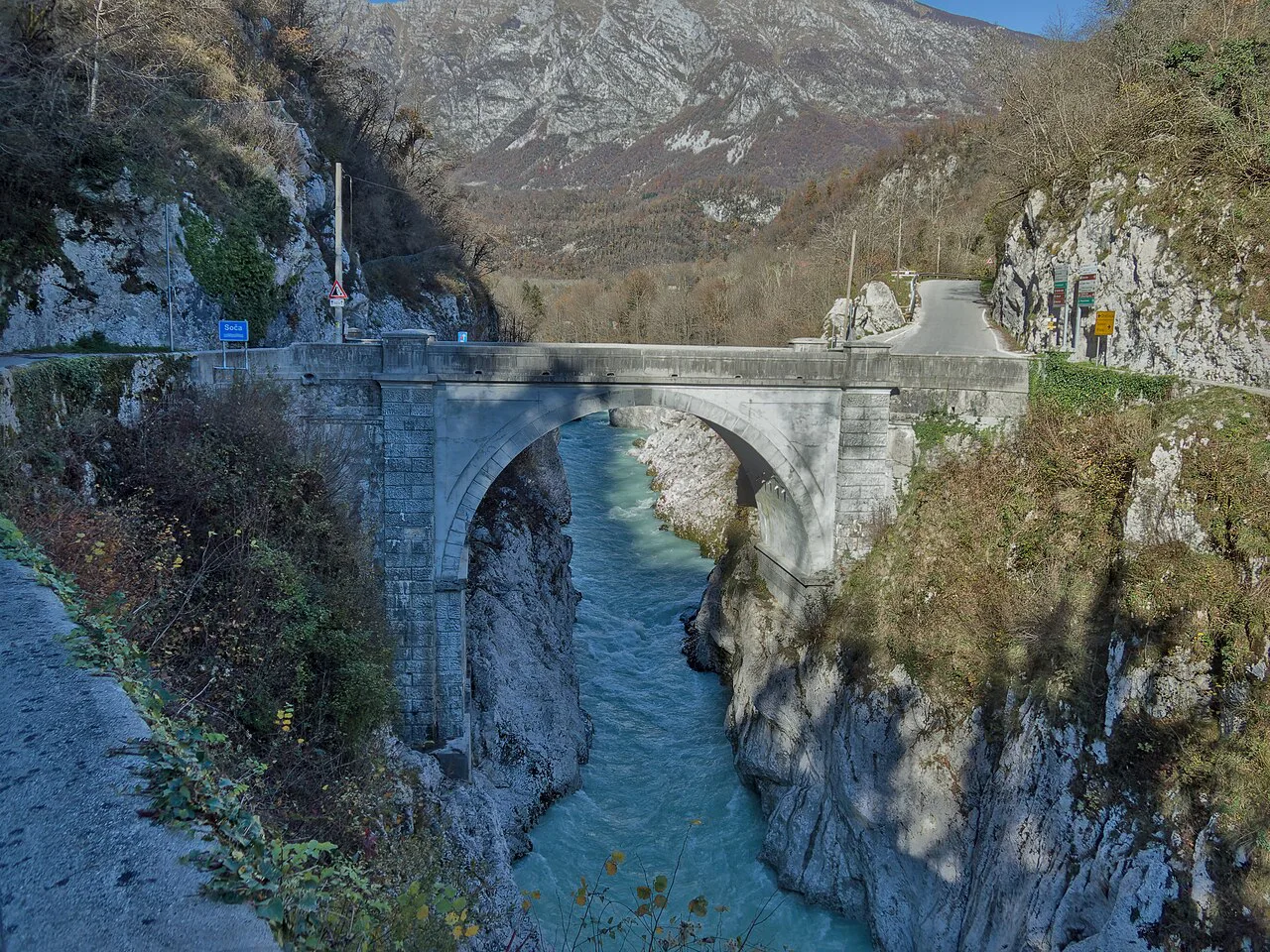 The Napoleon Bridge over the Soča near Kobarid.