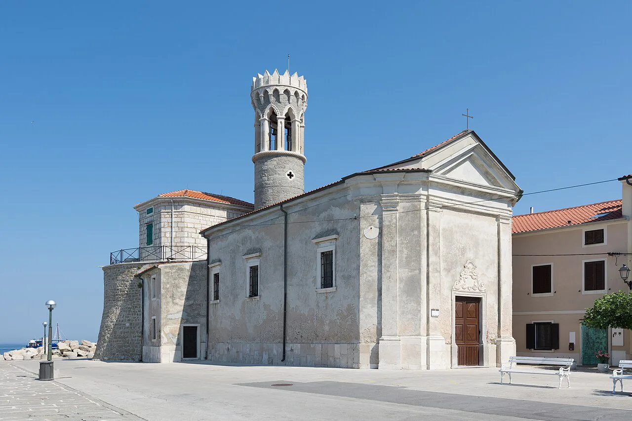 The Church of Our Lady of Health by the Piran lighthouse.