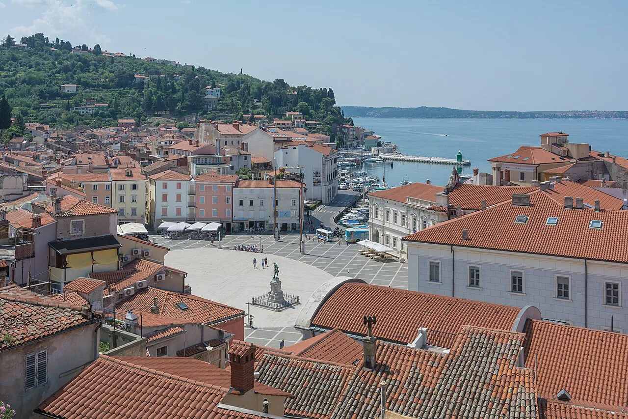 Tartini Square from the cathedral tower.