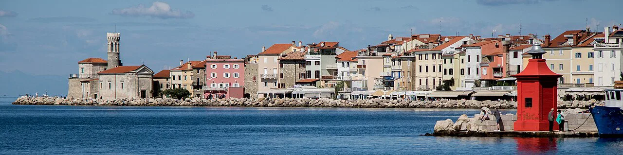 Piran's waterfront and lighthouse.