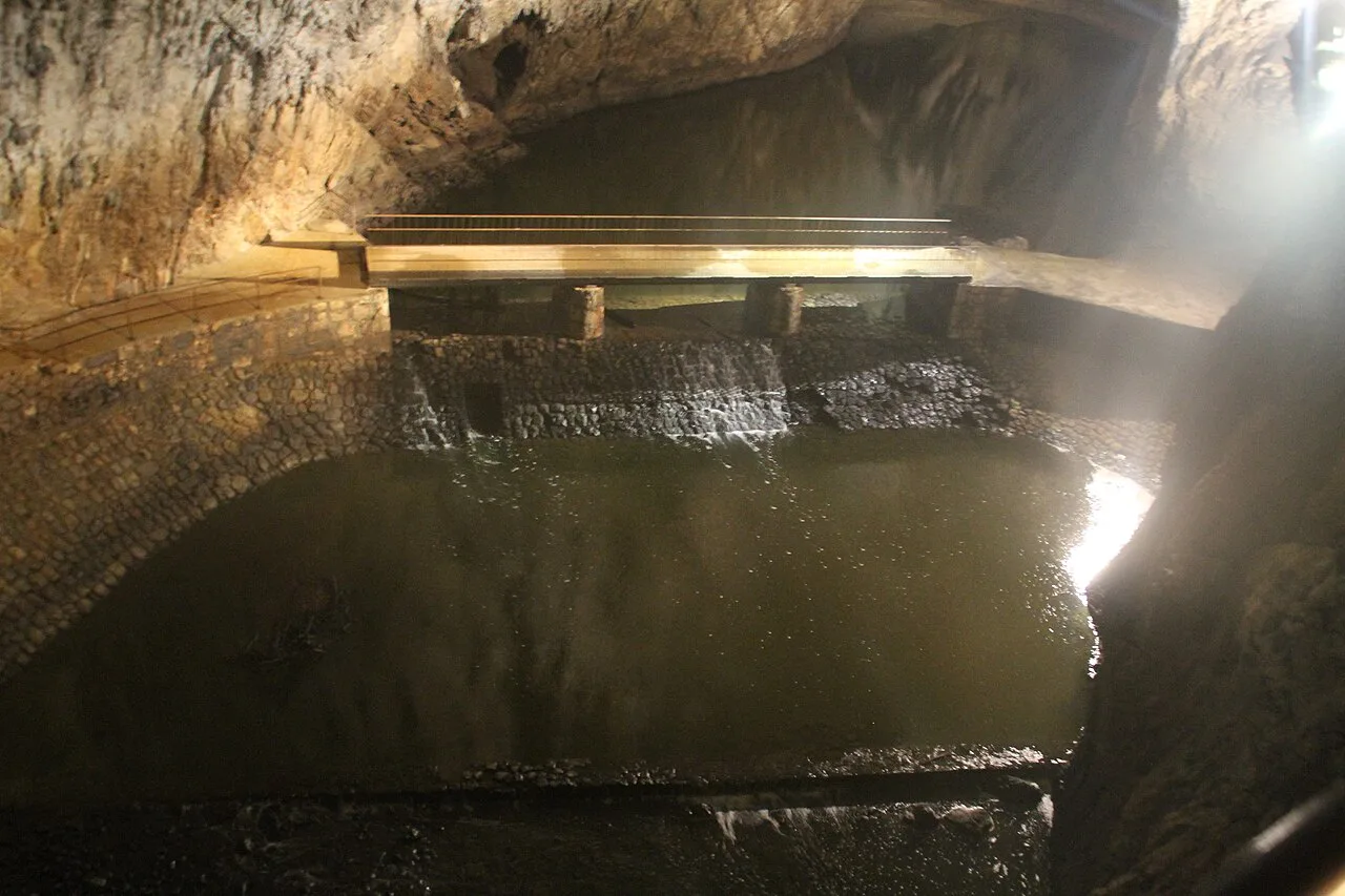 The Pivka river inside the cave system at Postojna.