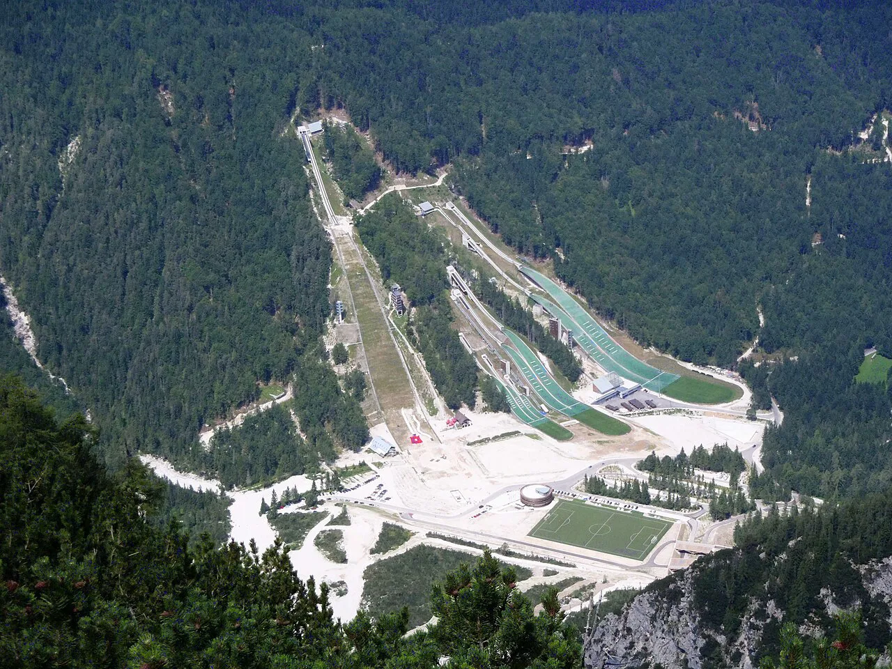 The Planica ski jumps below Ciprnik.