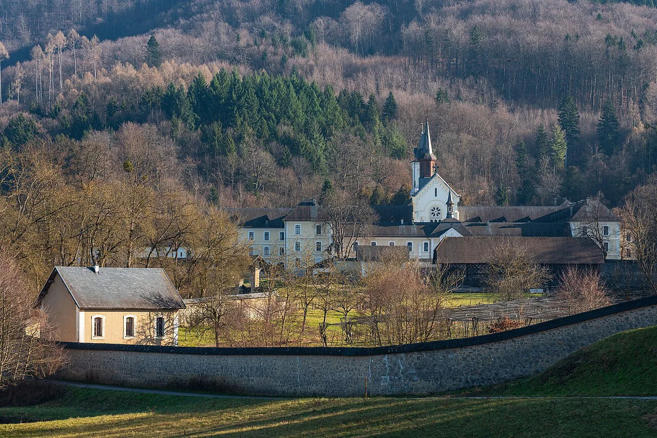 Pleterje Charterhouse in its valley.