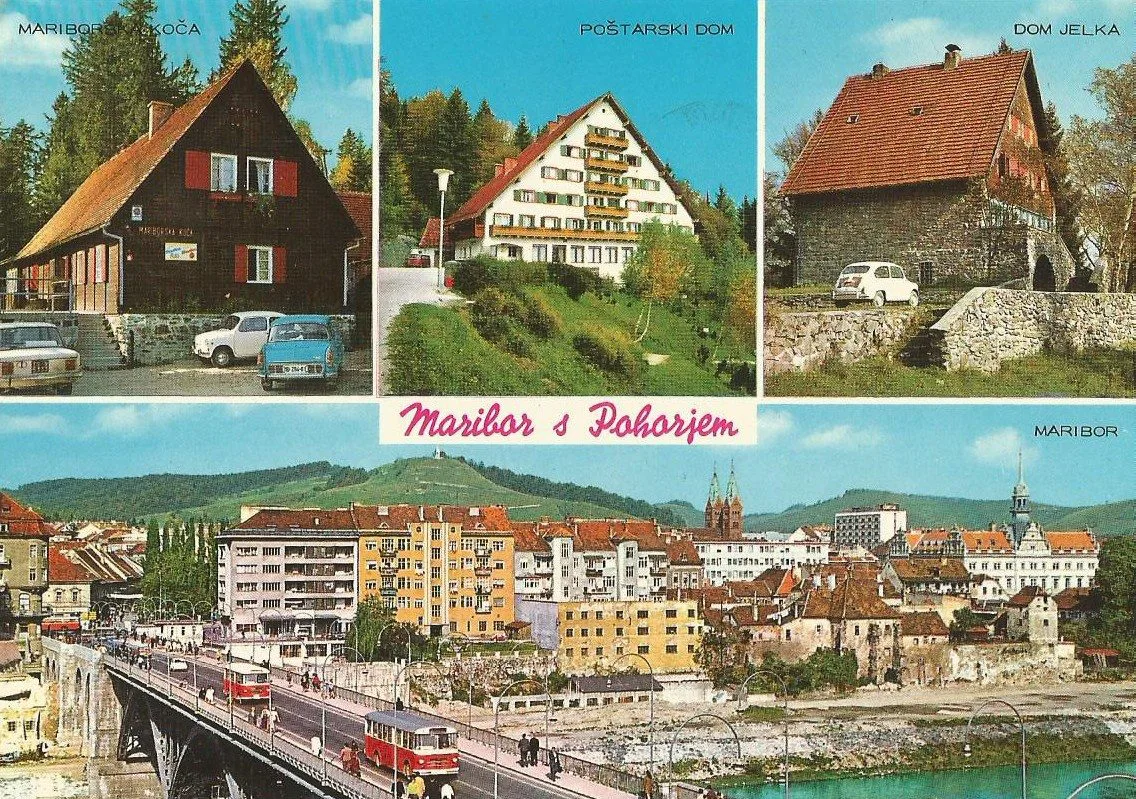 Maribor and Pohorje on a 1969 postcard.