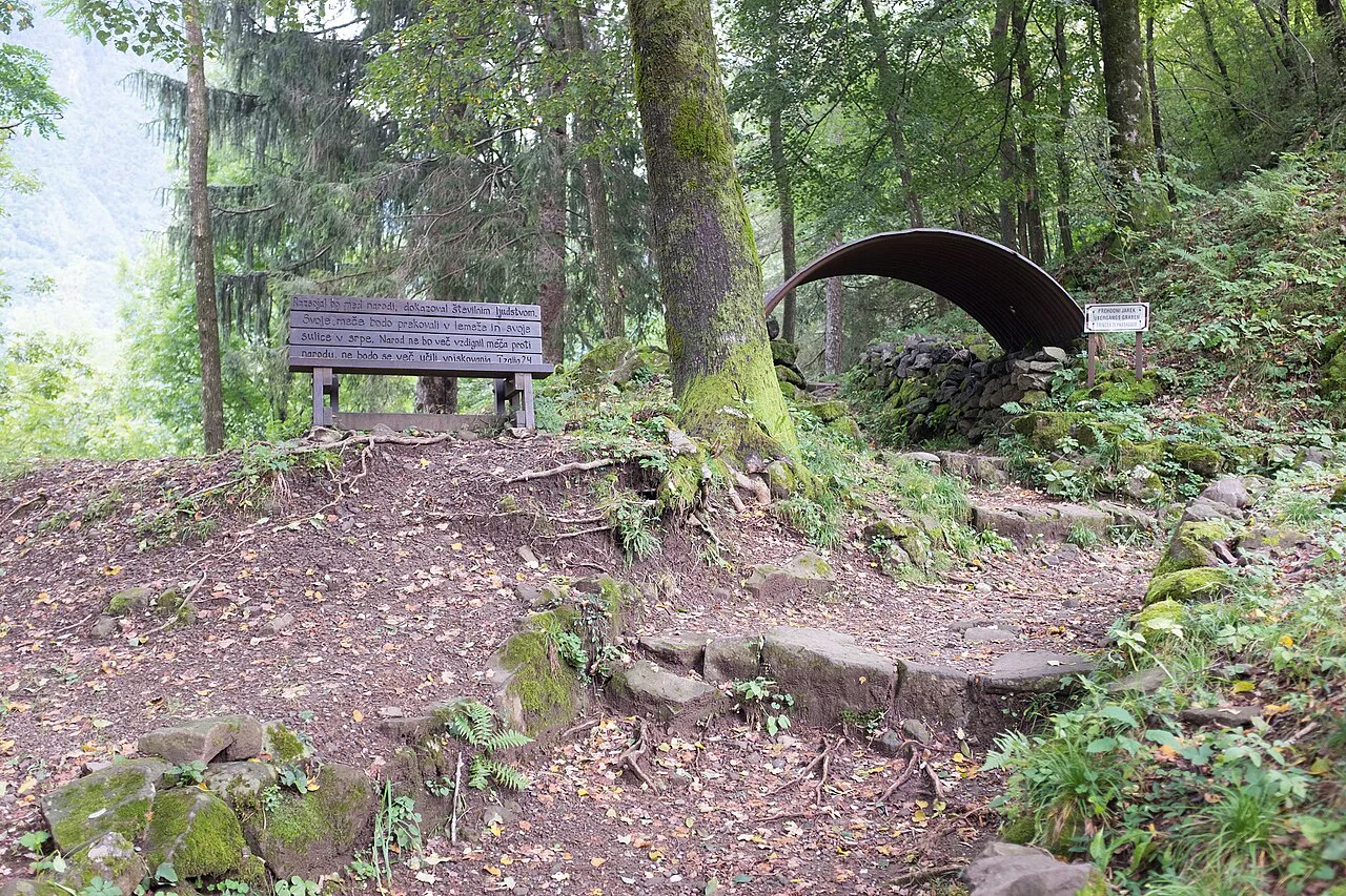 Trenches at the Ravelnik WWI open-air museum.
