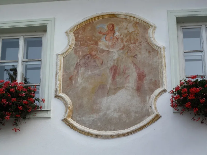 A mural outside St Martin's Church in Bled.