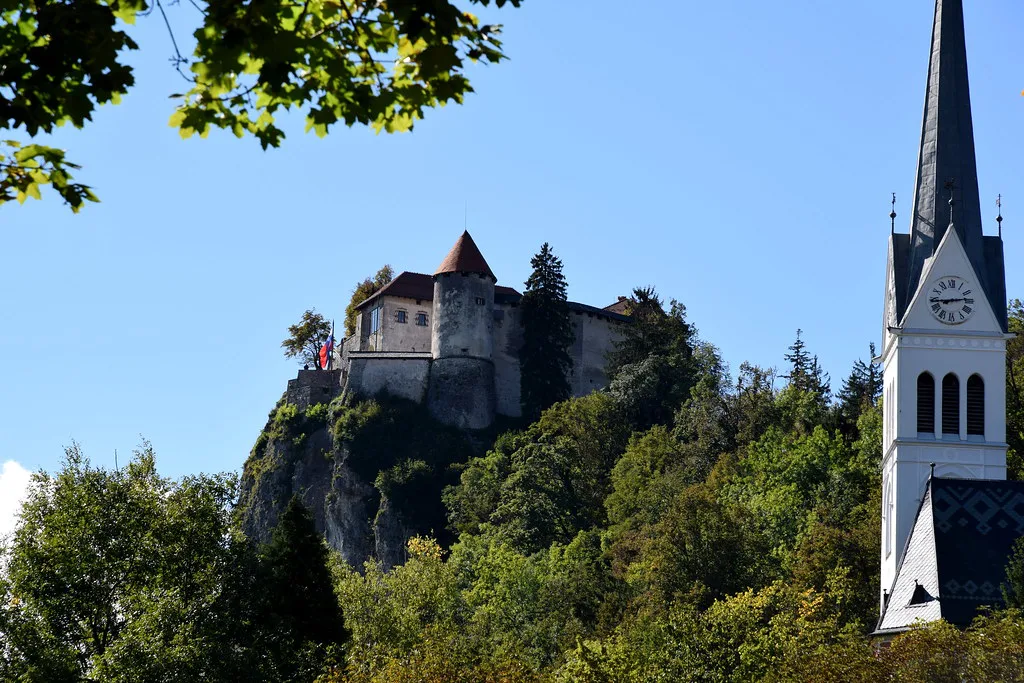 Bled Castle above the village of Rečica.