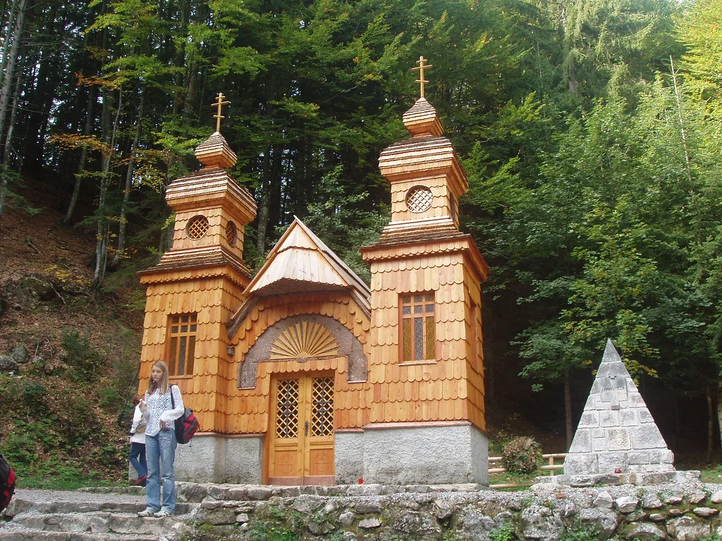 The Russian Chapel on the Vršič pass.