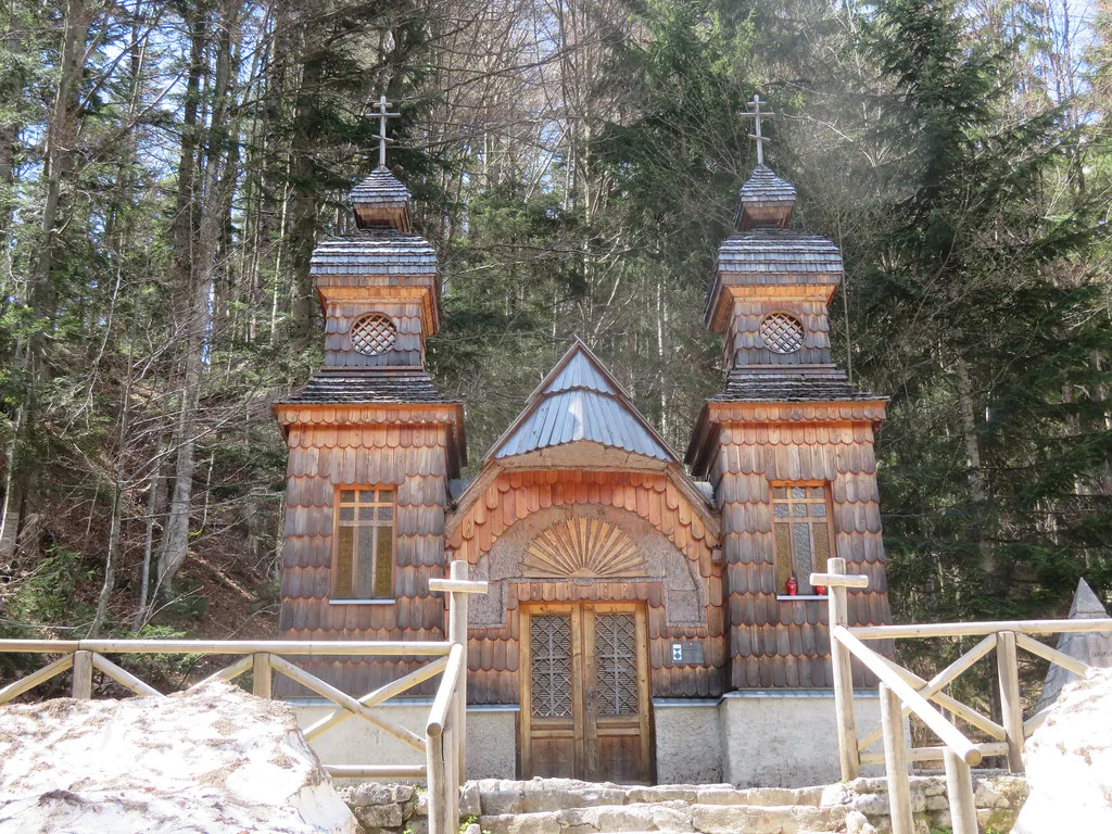 The Russian Chapel on the Vršič road, south of Kranjska Gora.