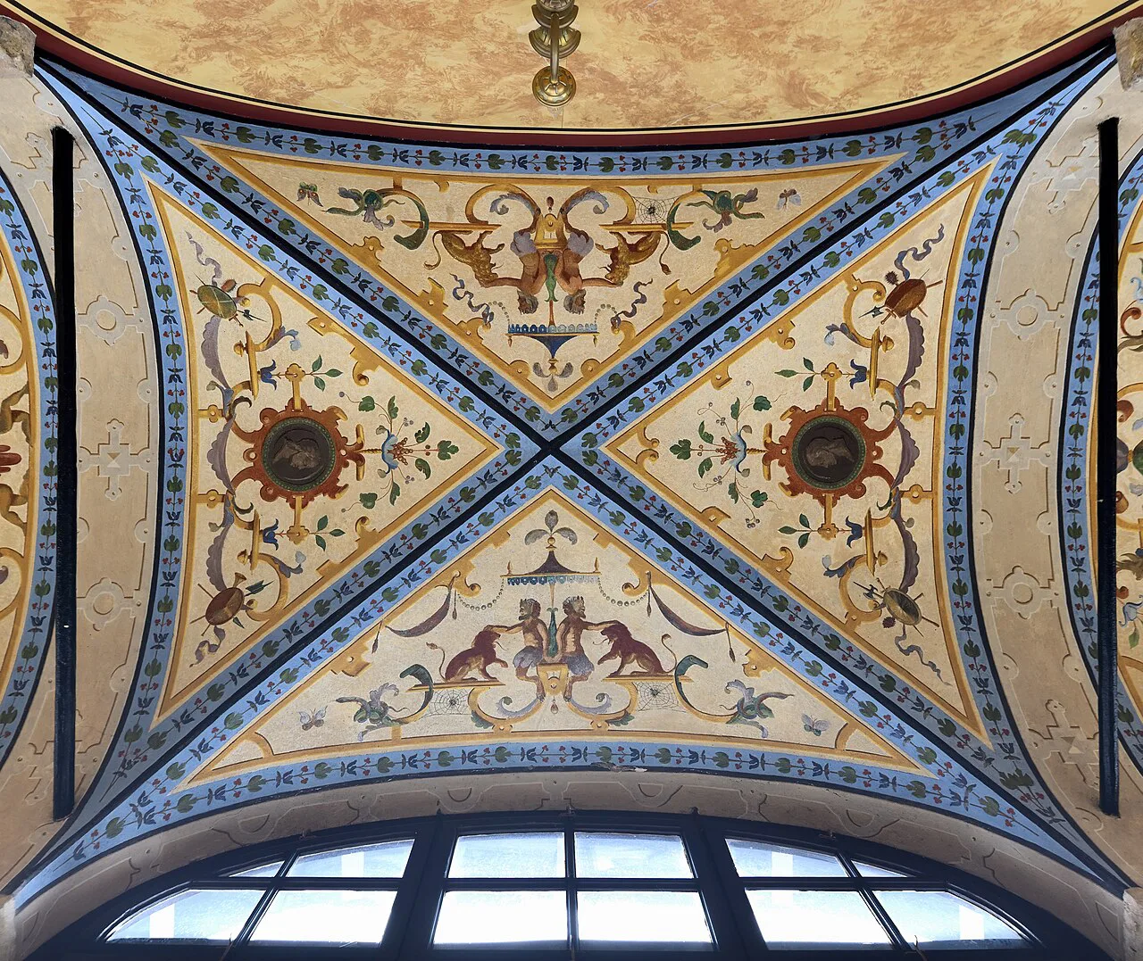 A painted ceiling in the hall of Sevnica Castle.