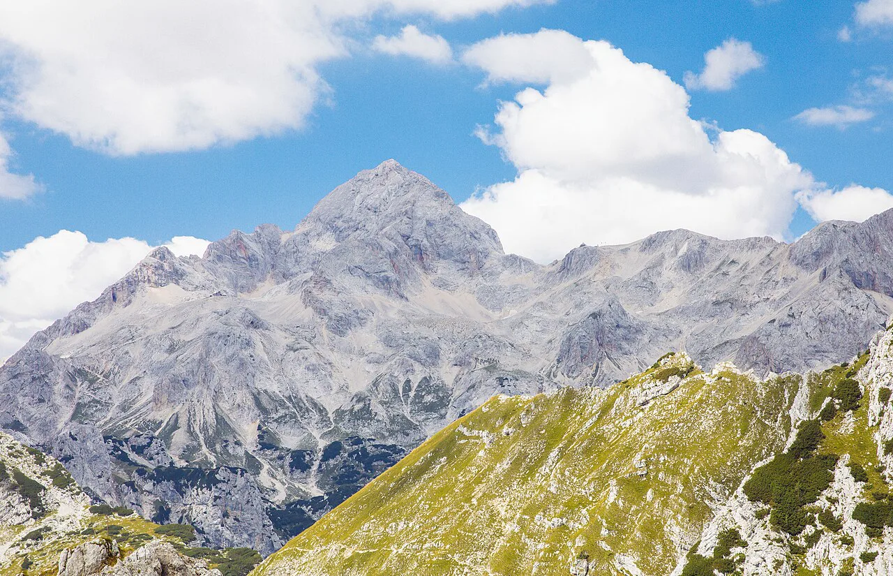 Triglav and Rjavina from a nearby summit.