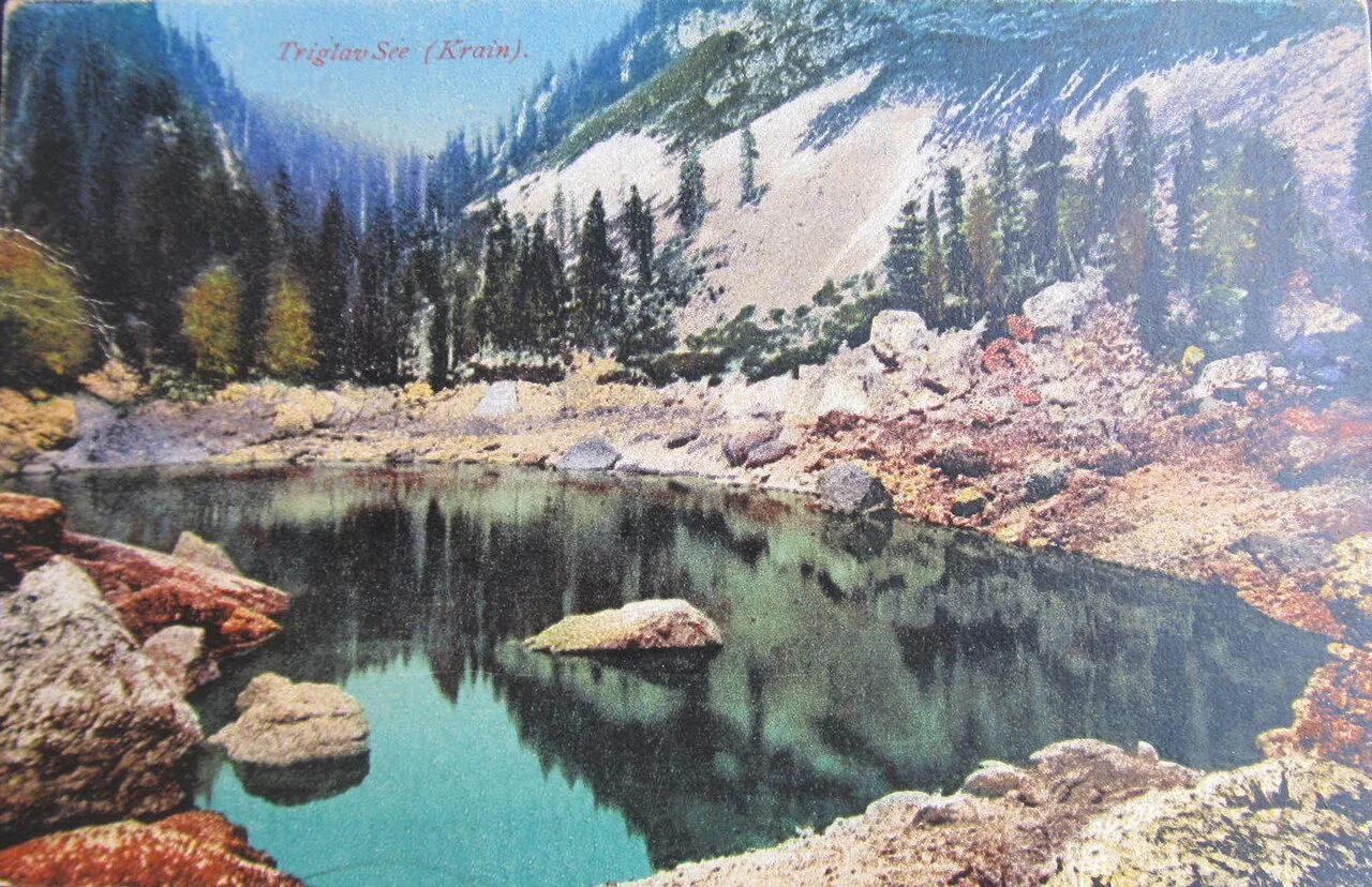 Triglav Lake on a 1915 postcard.