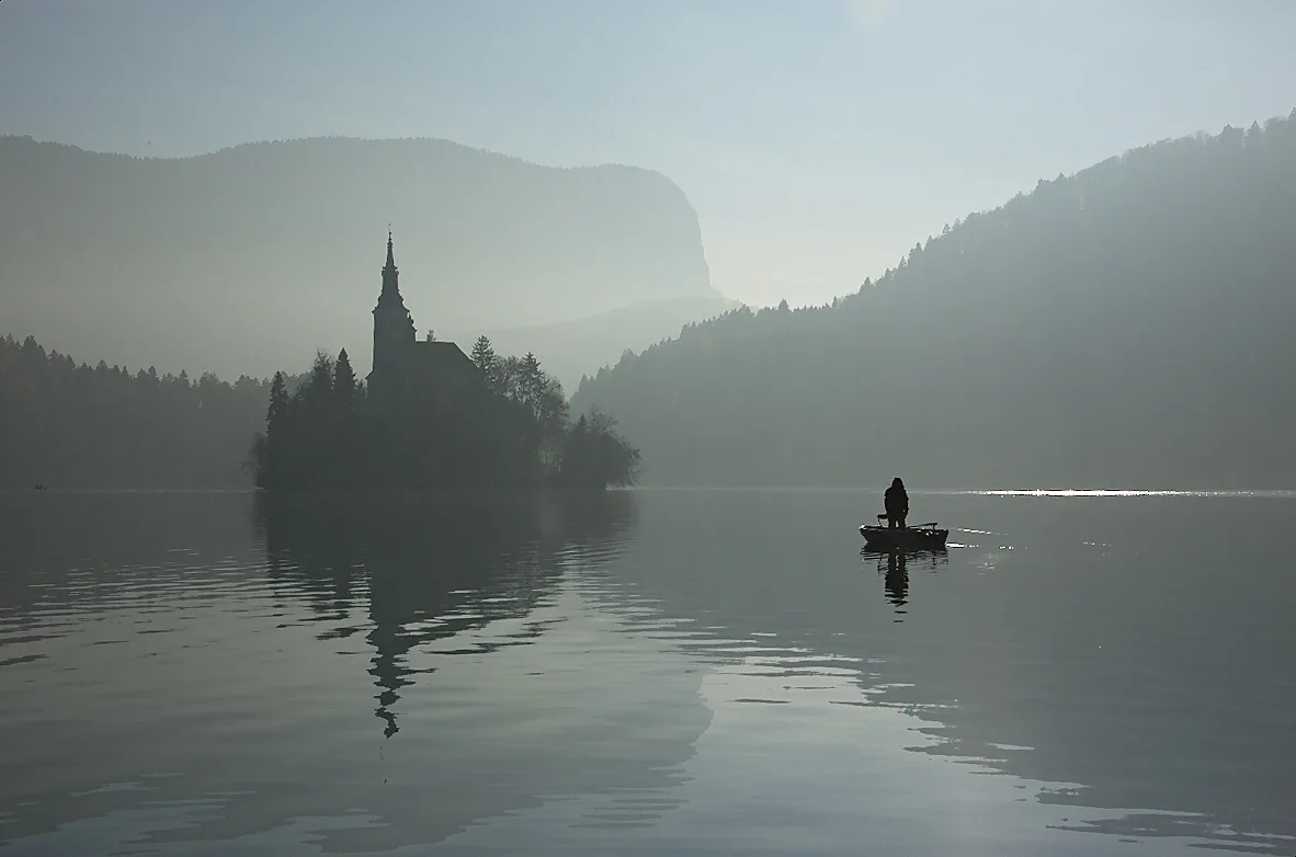 Bled Island in the mist.