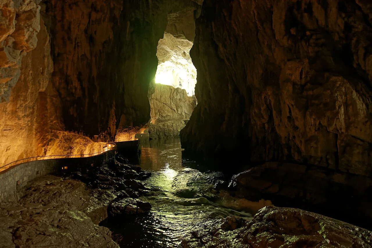 Inside the Škocjan Caves.