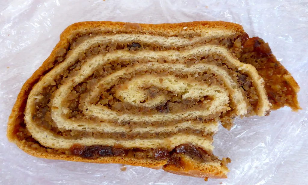 A slice of potica, another Slovenian bake.