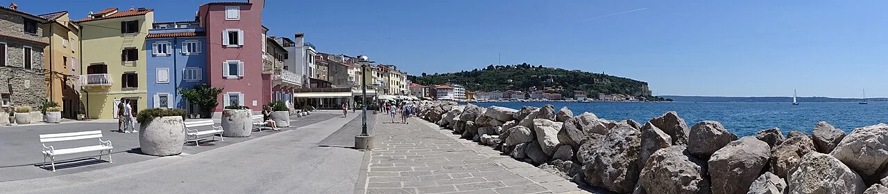 The seafront promenade in Piran.