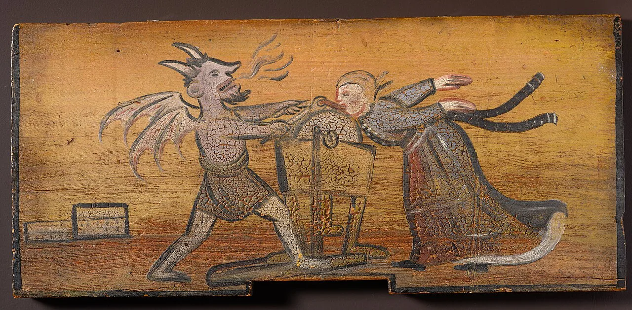 A painted beehive panel at the Museum of Apiculture in Radovljica.