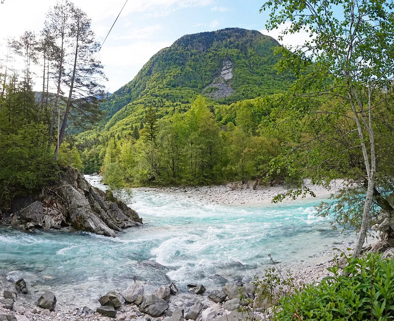 The confluence of the Soča and the Koritnica.