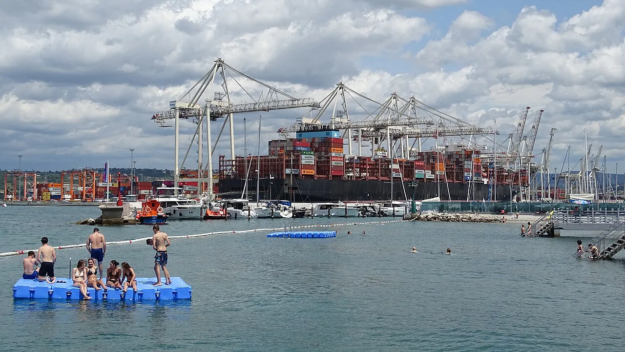 The container port beside Koper's harbor.