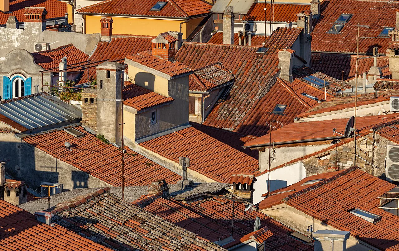 Piran's rooftops from St George's Parish Church.